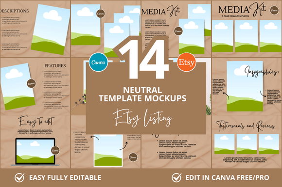 14 Neutral Etsy Canva Mockups: Elevate Your Digital Listings