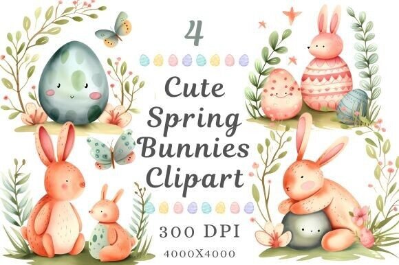 Adorable Bunnies: Spring Clipart for Creative Projects