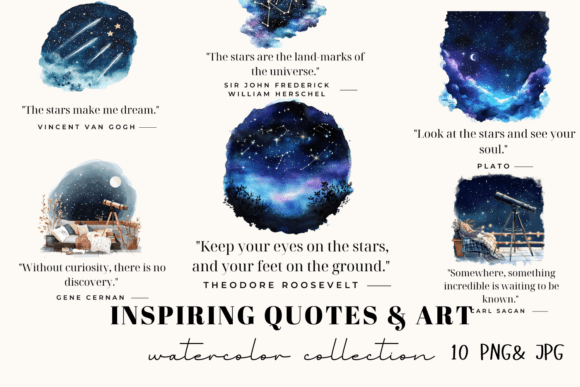 Celestial Design Assets: Inspiring Quotes Art Stickers