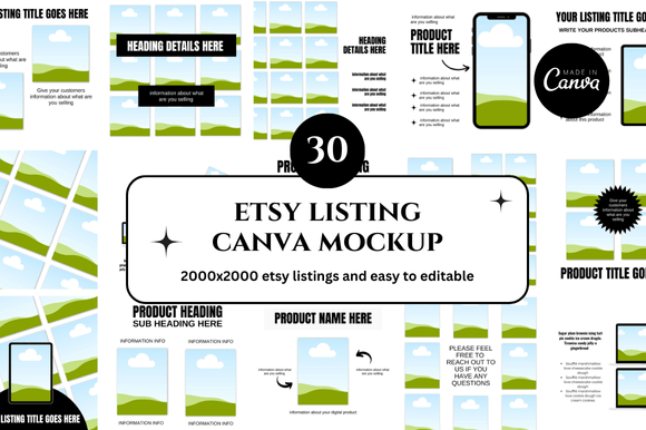 Streamline Your Etsy Shop with 30 Canva Mockup Templates