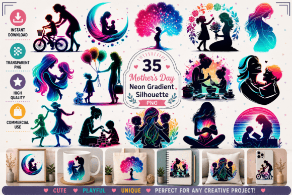 Vibrant Neon Gradients: Elevate Mother's Day Design