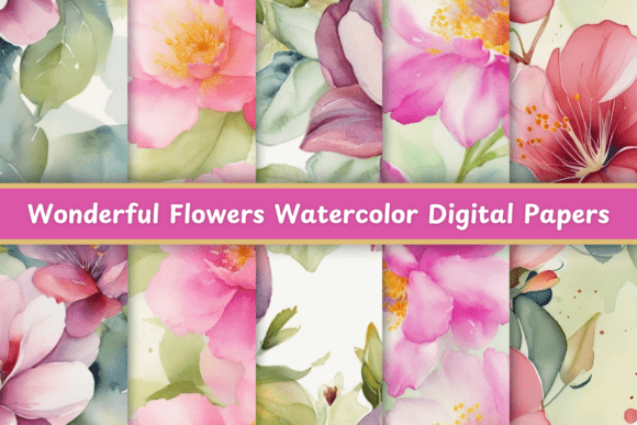Wonderful Flowers Watercolor Patterns for Designers